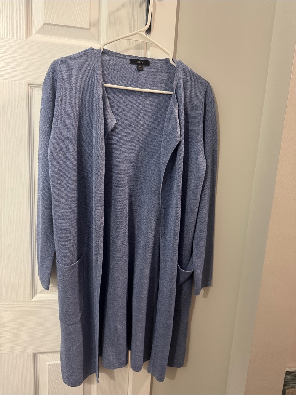 J. Crew Dusty Blue Open-Front Long Cardigan